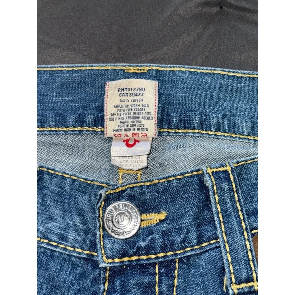 True Religion Mens Ricky‎ Big T Straight Jeans Medium Wash Blue Denim Size 38